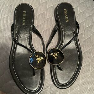 Prada sleek black sandals